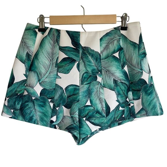 C/MEO Collective Green Palm Leaf Print High Waist Shorts Size Large Neoprene - Picture 2 of 7